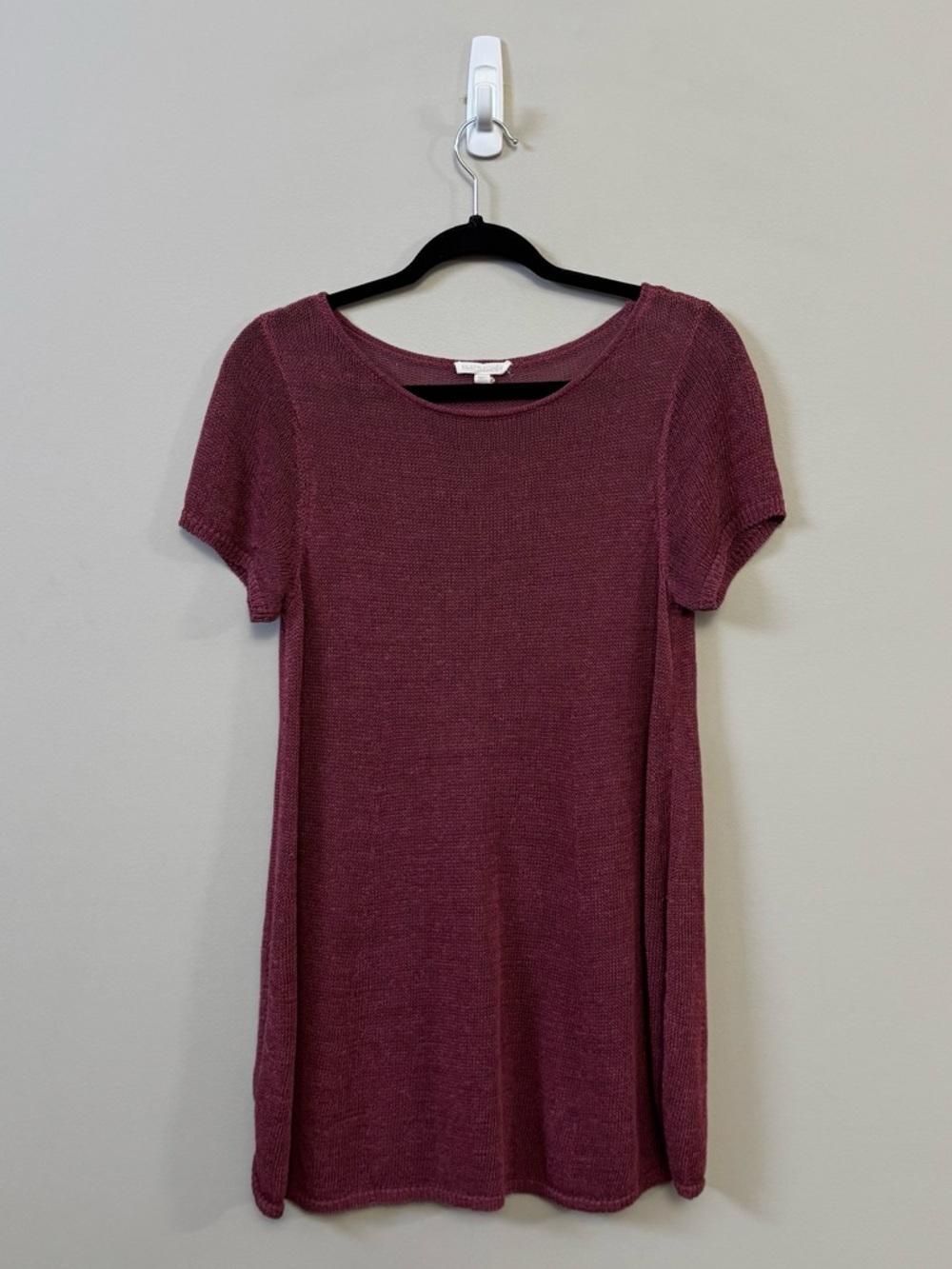 Eileen Fisher Linen blend stretch scoop neck short sleeve tunic sweater top